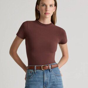Quince Stretch Cotton Jersey Fitted T-Shirt - Brown